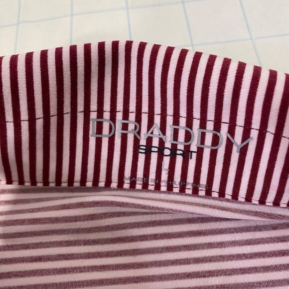 Men’s Large Polo Shirt B Draddy Sport Red Pin Striped Short Sleeve Athletic - Picture 8 of 9